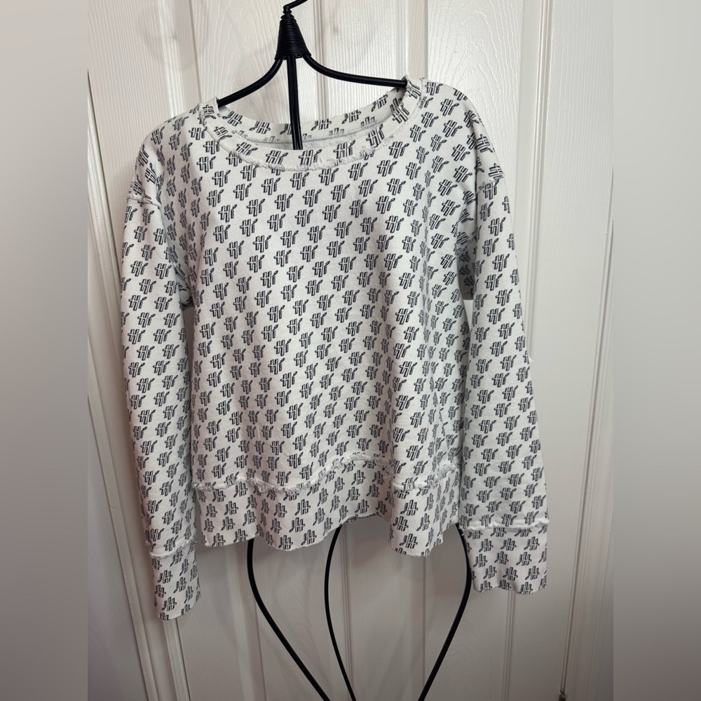 Frank & Eileen White Sweatshirt with Black Monogram Print